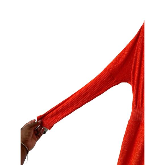 Anthropologie Daily Practice Orange Draped Soft Cowl Neck Midi Dress Size XS - Picture 8 of 13